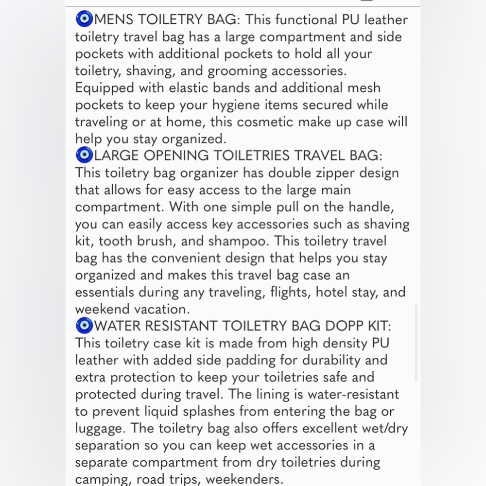 Toiletry Bag for Men, Travel Essentials Shaving Dopp Kit, Mens Travel Bag - Picture 7 of 7